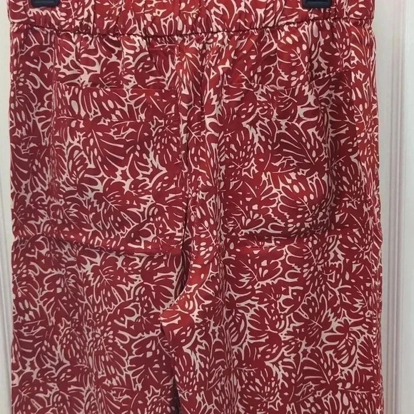 CLUB Monaco Women Beachy Tropical Print Wide Leg Belted Pull-On Pants - Picture 7 of 11